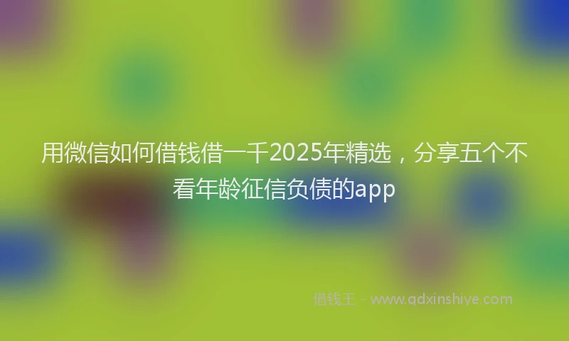 用微信如何借钱借一千2025年精选，分享五个不看年龄征信负债的app