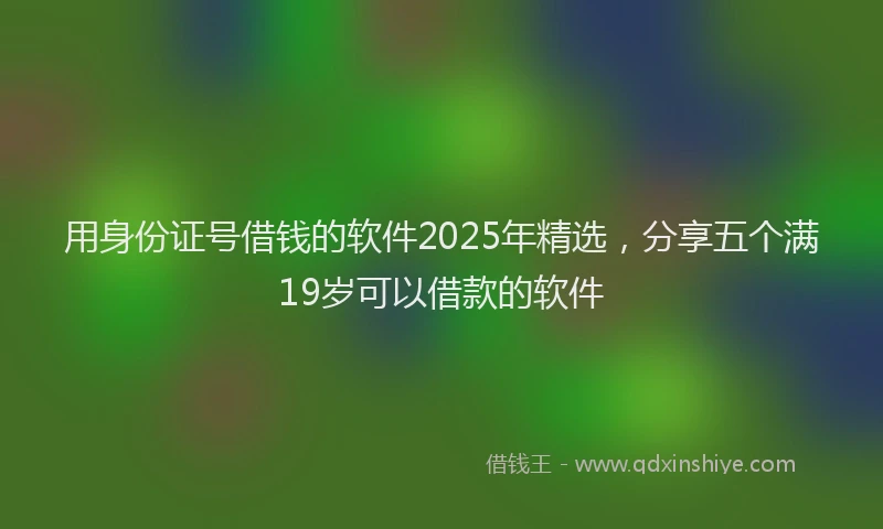 用身份证号借钱的软件2025年精选，分享五个满19岁可以借款的软件