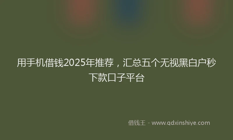 用手机借钱2025年推荐，汇总五个无视黑白户秒下款口子平台