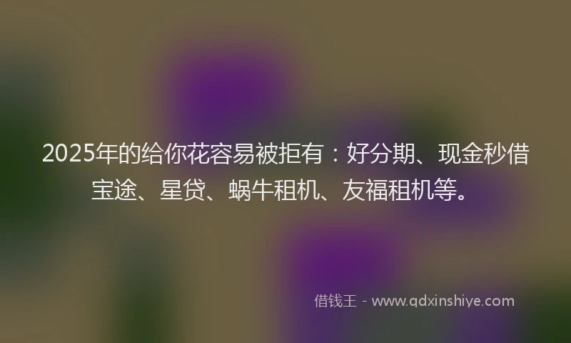 2025年的给你花容易被拒有：好分期、现金秒借宝途、星贷、蜗牛租机、友福租机等。