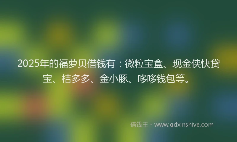2025年的福萝贝借钱有：微粒宝盒、现金侠快贷宝、桔多多、金小豚、哆哆钱包等。