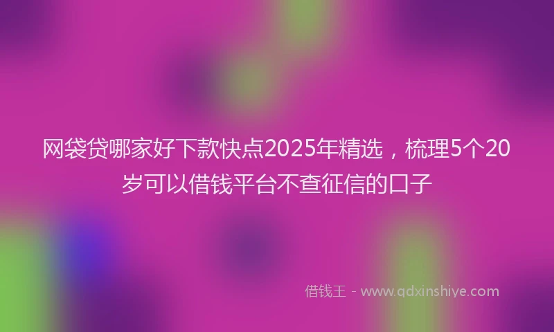 网袋贷哪家好下款快点2025年精选，梳理5个20岁可以借钱平台不查征信的口子