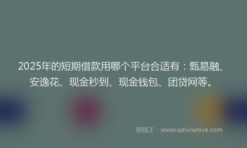 2025年的短期借款用哪个平台合适有：甄易融、安逸花、现金秒到、现金钱包、团贷网等。