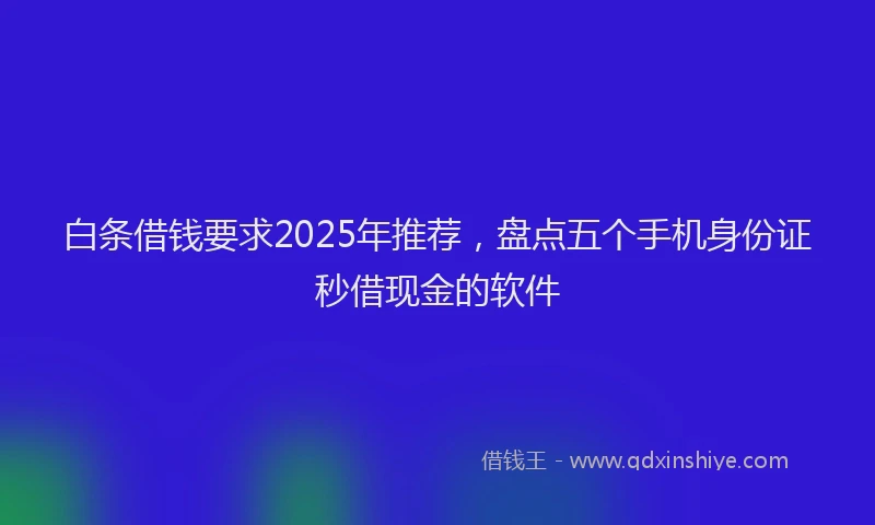 白条借钱要求2025年推荐，盘点五个手机身份证秒借现金的软件