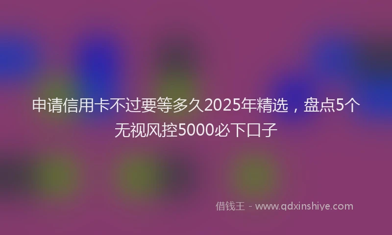 申请信用卡不过要等多久2025年精选，盘点5个无视风控5000必下口子
