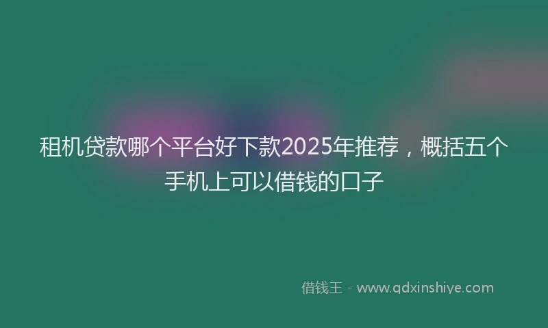 租机贷款哪个平台好下款2025年推荐，概括五个手机上可以借钱的口子