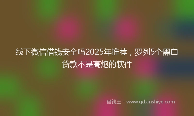 线下微信借钱安全吗2025年推荐，罗列5个黑白贷款不是高炮的软件