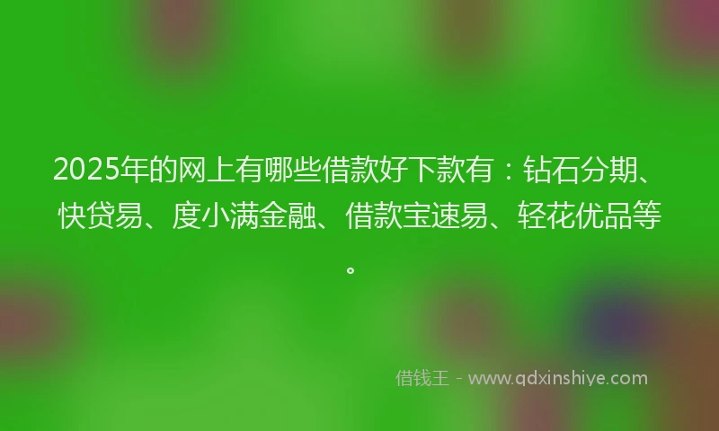 2025年的网上有哪些借款好下款有：钻石分期、快贷易、度小满金融、借款宝速易、轻花优品等。