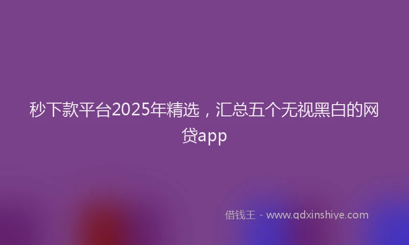 秒下款平台2025年精选，汇总五个无视黑白的网贷app