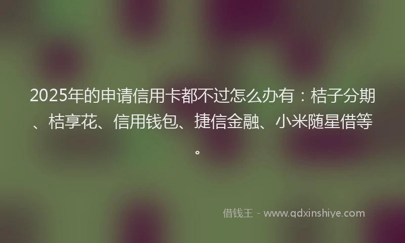 2025年的申请信用卡都不过怎么办有：桔子分期、桔享花、信用钱包、捷信金融、小米随星借等。