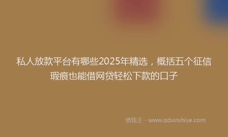 私人放款平台有哪些2025年精选，概括五个征信瑕疵也能借网贷轻松下款的口子