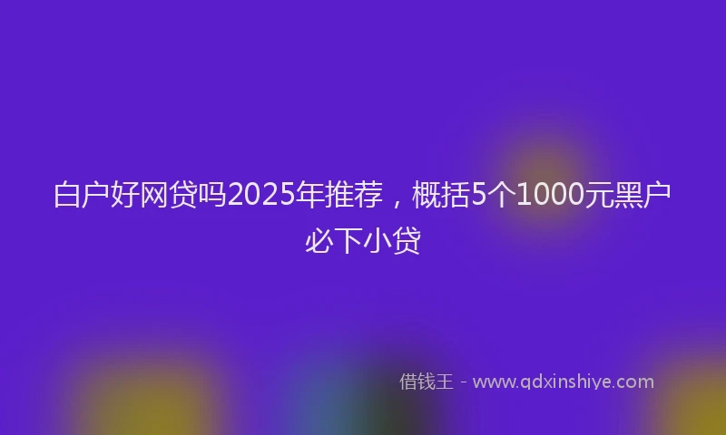 白户好网贷吗2025年推荐，概括5个1000元黑户必下小贷
