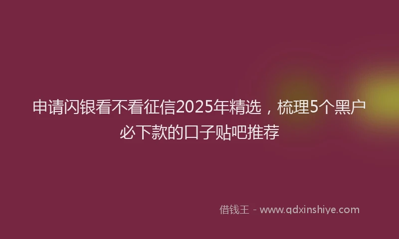 申请闪银看不看征信2025年精选，梳理5个黑户必下款的口子贴吧推荐