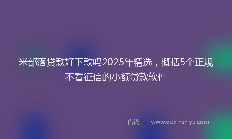 米部落贷款好下款吗2025年精选，概括5个正规不看征信的小额贷款软件