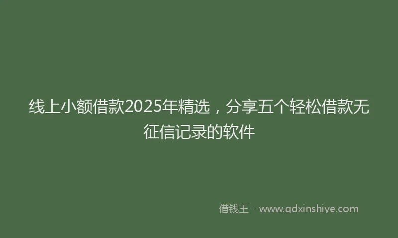 线上小额借款2025年精选，分享五个轻松借款无征信记录的软件
