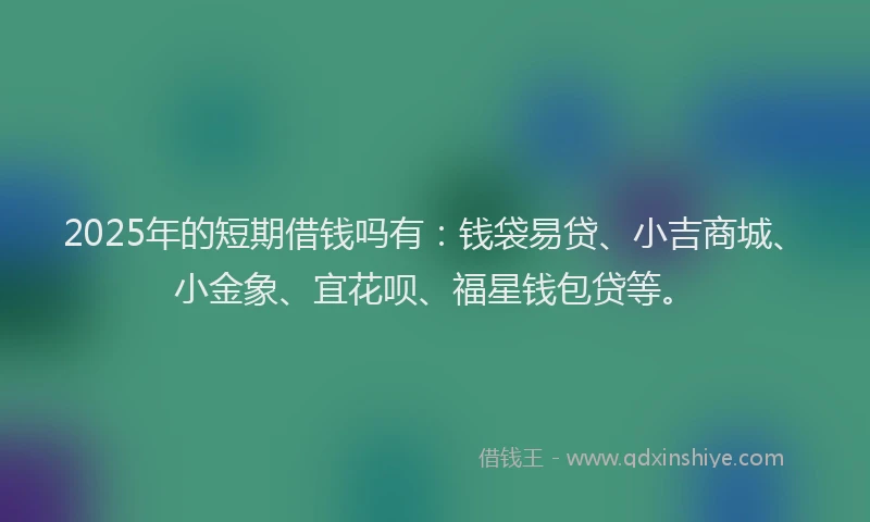 2025年的短期借钱吗有：钱袋易贷、小吉商城、小金象、宜花呗、福星钱包贷等。