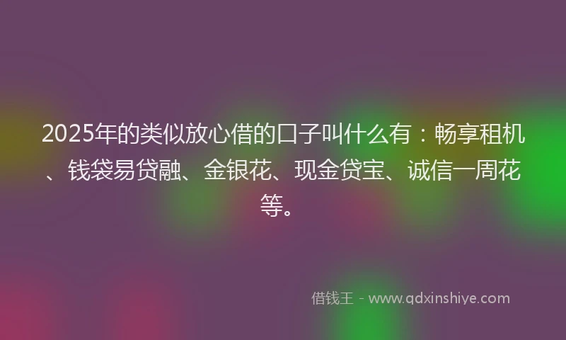 2025年的类似放心借的口子叫什么有：畅享租机、钱袋易贷融、金银花、现金贷宝、诚信一周花等。
