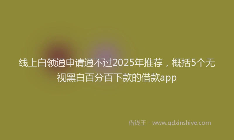 线上白领通申请通不过2025年推荐，概括5个无视黑白百分百下款的借款app