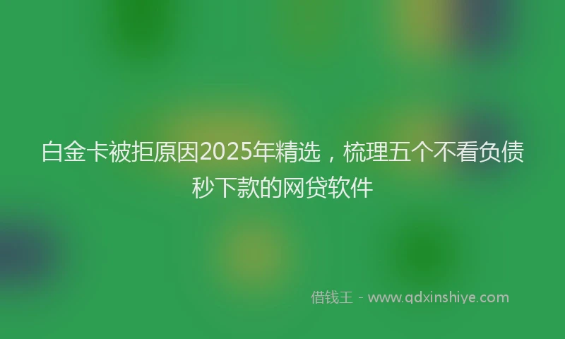 白金卡被拒原因2025年精选，梳理五个不看负债秒下款的网贷软件