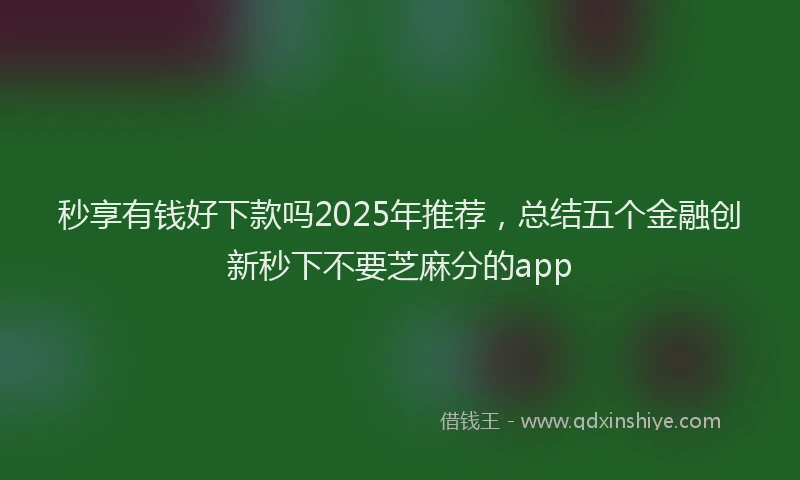 秒享有钱好下款吗2025年推荐，总结五个金融创新秒下不要芝麻分的app