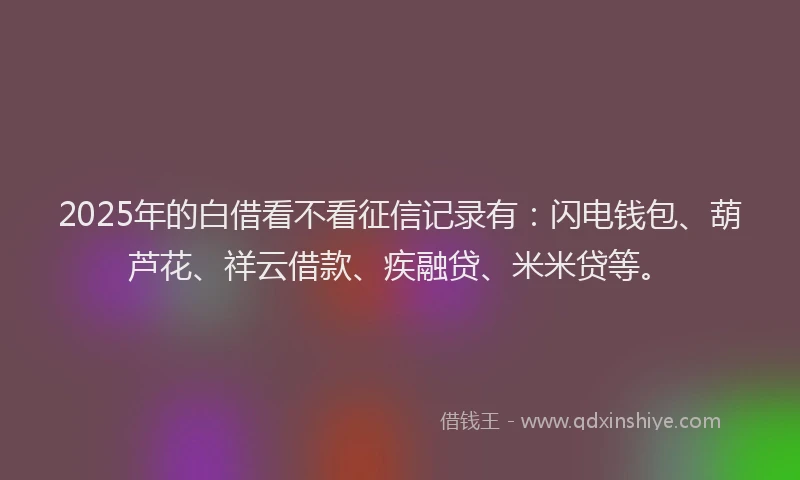 2025年的白借看不看征信记录有：闪电钱包、葫芦花、祥云借款、疾融贷、米米贷等。