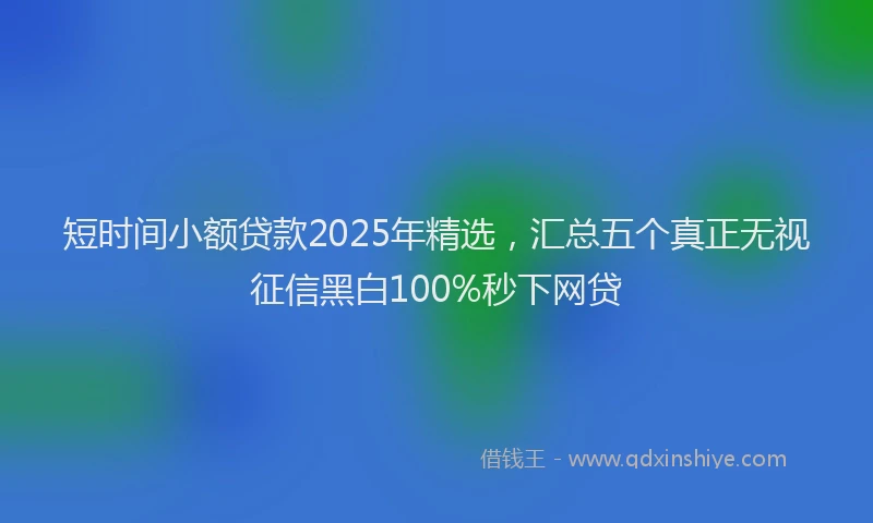 短时间小额贷款2025年精选，汇总五个真正无视征信黑白100%秒下网贷
