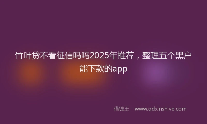 竹叶贷不看征信吗吗2025年推荐，整理五个黑户能下款的app