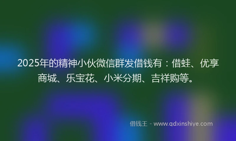 2025年的精神小伙微信群发借钱有：借蛙、优享商城、乐宝花、小米分期、吉祥购等。