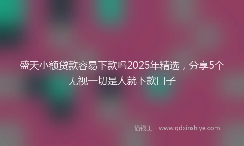 盛天小额贷款容易下款吗2025年精选，分享5个无视一切是人就下款口子
