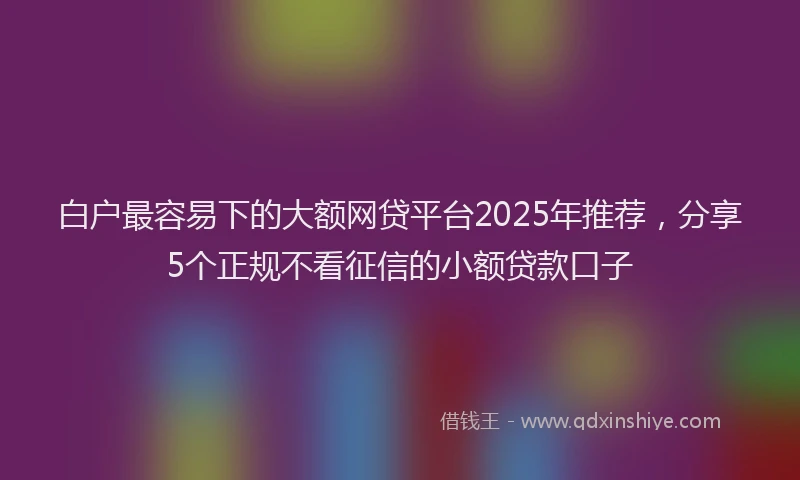 白户最容易下的大额网贷平台2025年推荐，分享5个正规不看征信的小额贷款口子