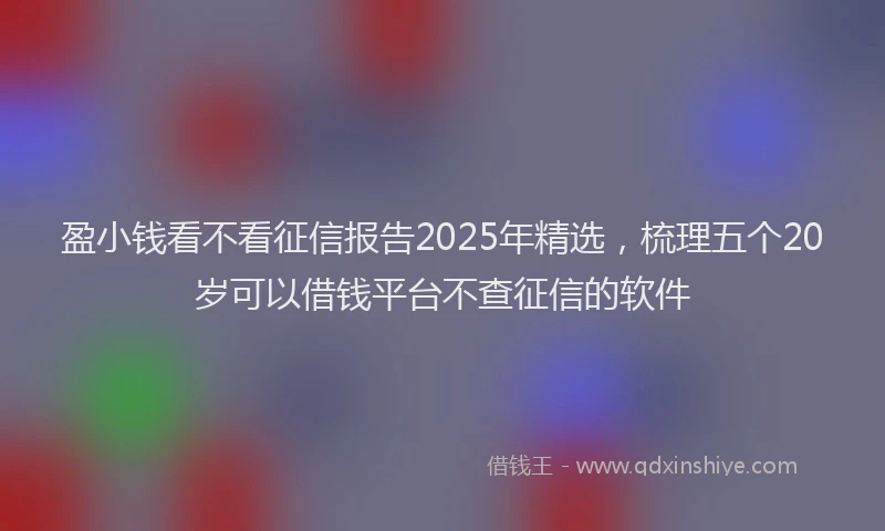 盈小钱看不看征信报告2025年精选，梳理五个20岁可以借钱平台不查征信的软件