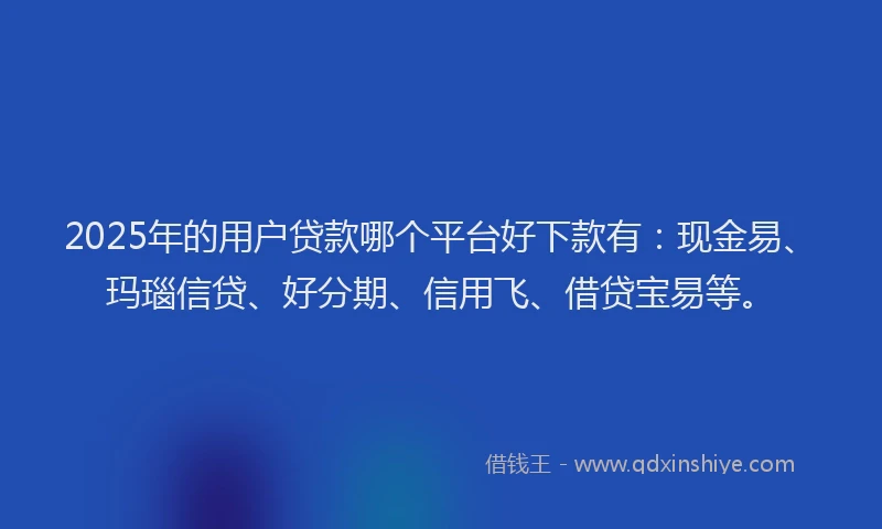 2025年的用户贷款哪个平台好下款有：现金易、玛瑙信贷、好分期、信用飞、借贷宝易等。