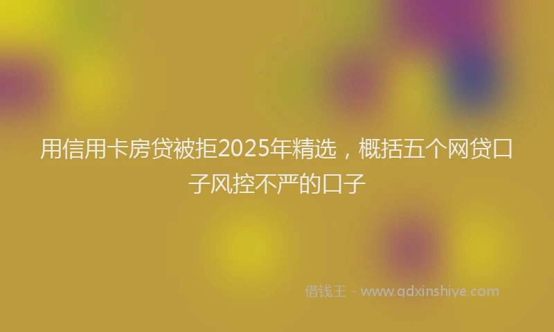 用信用卡房贷被拒2025年精选，概括五个网贷口子风控不严的口子