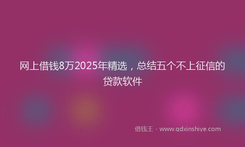 网上借钱8万2025年精选，总结五个不上征信的贷款软件