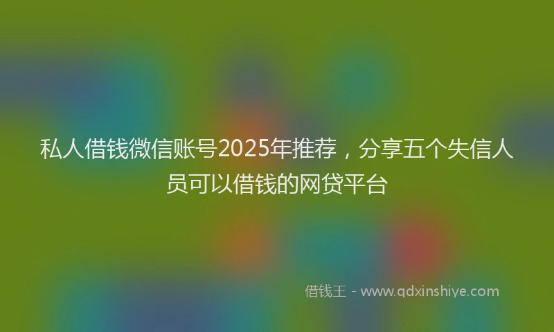 私人借钱微信账号2025年推荐，分享五个失信人员可以借钱的网贷平台