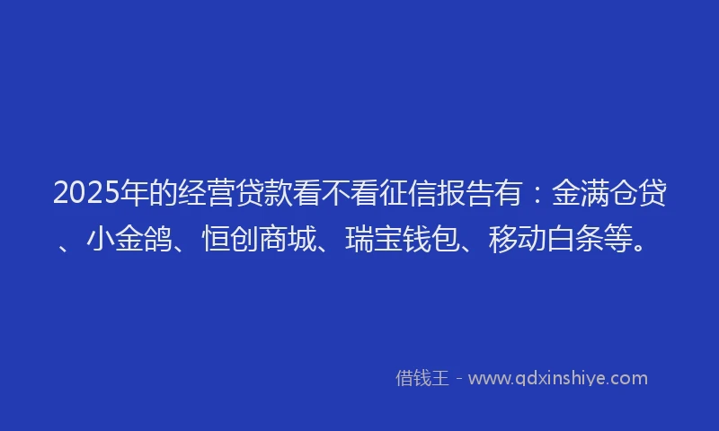 2025年的经营贷款看不看征信报告有：金满仓贷、小金鸽、恒创商城、瑞宝钱包、移动白条等。