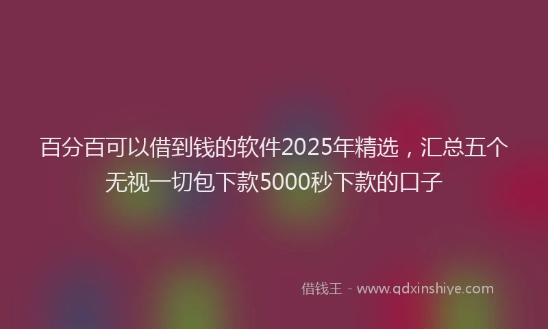 百分百可以借到钱的软件2025年精选，汇总五个无视一切包下款5000秒下款的口子