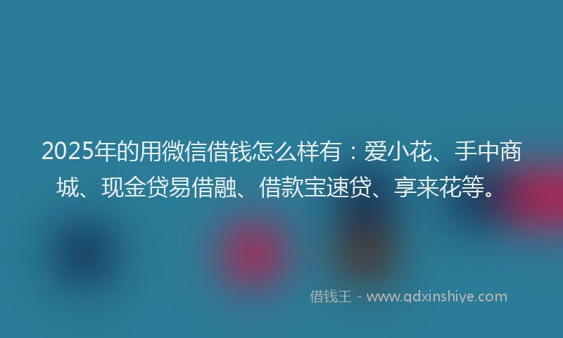 2025年的用微信借钱怎么样有：爱小花、手中商城、现金贷易借融、借款宝速贷、享来花等。