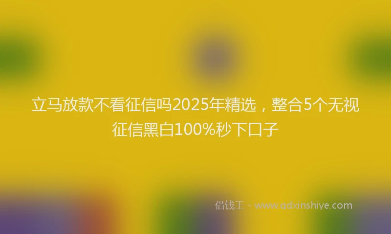立马放款不看征信吗2025年精选，整合5个无视征信黑白100%秒下口子