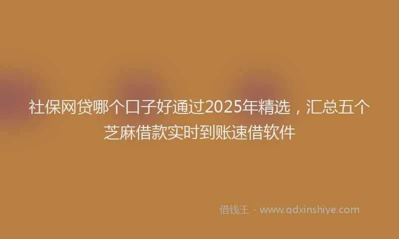 社保网贷哪个口子好通过2025年精选，汇总五个芝麻借款实时到账速借软件