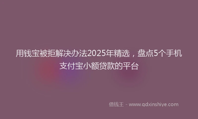 用钱宝被拒解决办法2025年精选，盘点5个手机支付宝小额贷款的平台