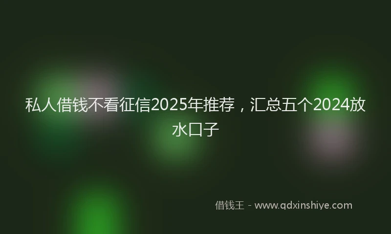 私人借钱不看征信2025年推荐，汇总五个2024放水口子