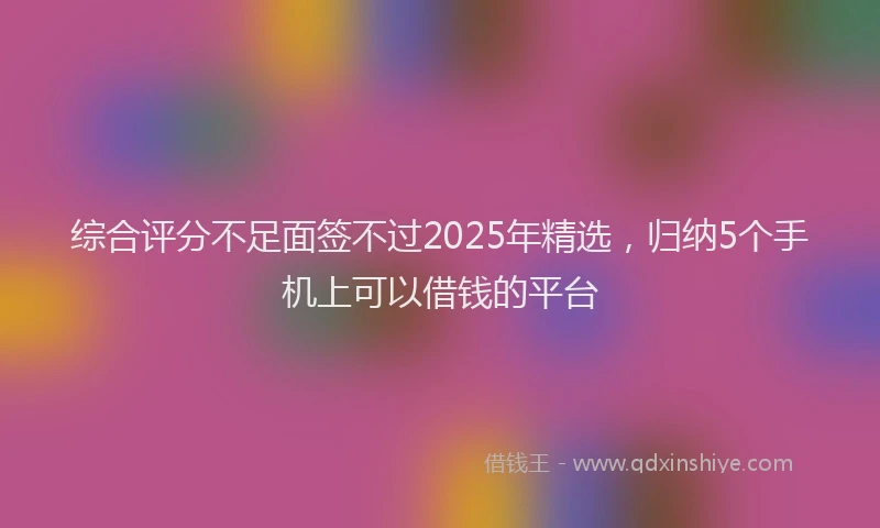 综合评分不足面签不过2025年精选，归纳5个手机上可以借钱的平台