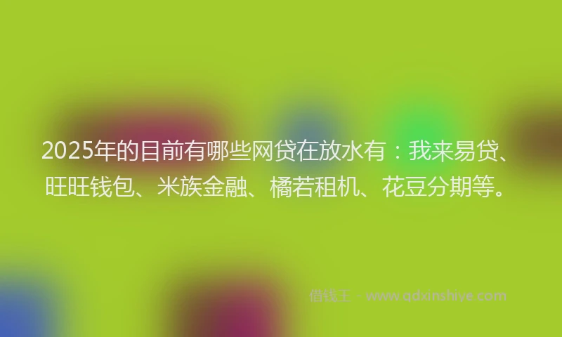 2025年的目前有哪些网贷在放水有：我来易贷、旺旺钱包、米族金融、橘若租机、花豆分期等。
