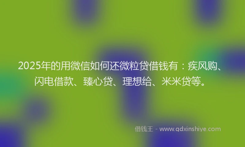 2025年的用微信如何还微粒贷借钱有：疾风购、闪电借款、臻心贷、理想给、米米贷等。