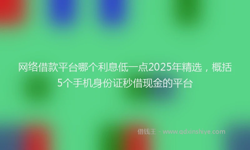 网络借款平台哪个利息低一点2025年精选，概括5个手机身份证秒借现金的平台