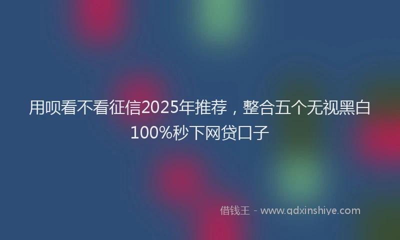 用呗看不看征信2025年推荐，整合五个无视黑白100%秒下网贷口子