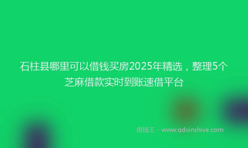 石柱县哪里可以借钱买房2025年精选，整理5个芝麻借款实时到账速借平台