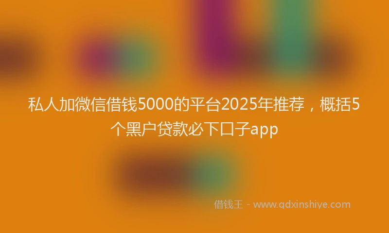 私人加微信借钱5000的平台2025年推荐，概括5个黑户贷款必下口子app