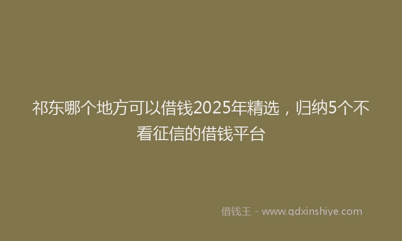 祁东哪个地方可以借钱2025年精选，归纳5个不看征信的借钱平台